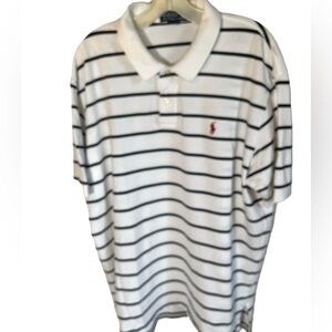 Men’s Polo by Ralph Lauren White & Navy Striped Shirt | Size XXL